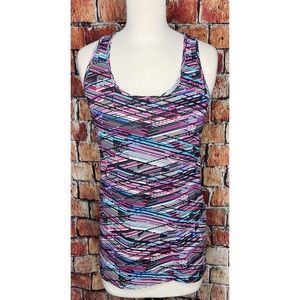 Fabletics Mary Tank Top Workout Mesh Racerback Digital Print Small Blue Pink